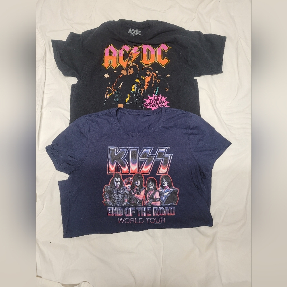 Band T Shirts. AcDc And Kizz. Womens Medium